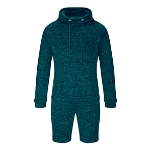 Ensemble de survêtement deux pièces pour hommes 100% vêtements de sport en molleton de coton Sweat à capuche respirant de couleur unie et short avec conception personnalisée - Product Image 2