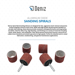 Mangas de lijado en espiral de óxido de aluminio Netron de 12x30mm para bandas abrasivas acondicionadoras de superficies de metal o madera - Product Image 2