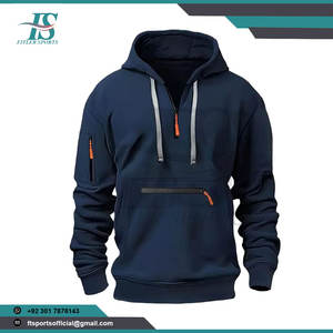Sweat-shirt à capuche décontracté pour homme, personnalisé OEM ODM, multi-poches, fermeture éclair, veste de sport décontractée, veste décontractée, sweat-shirt en gros - Product Image 4