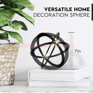 Sphère décorative Black & Gold Iron Band Objet noir métallique pour la décoration de salon Fabricant d'aluminium - Product Image 2