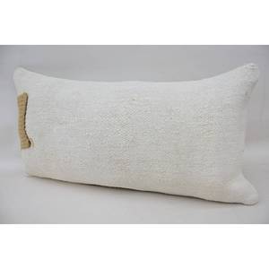 Patrón Vintage Beige Lana Kantha Almohada 12x24 Pulgadas Bordado Tejido Acento Almohada - Product Image 3