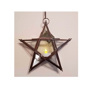 Linterna colgante de Metal portátil, minifarol de viento con forma de estrella hueca, decoración - Product Image 1