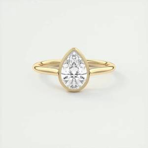 1.50 CTW Classic Lab Grown Diamond Solitaire Engagement Ring Pear Cut Bezel Set for Wedding Teardrop Bridal Anniversary Parties - Product Image 1