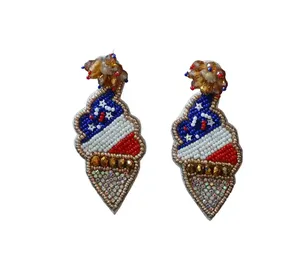 Boucles d'oreilles oiseaux brodés de perles faites à la main pour femmes anniversaires de fête pour femmes artisans pierres artisanales pour les étés - Product Image 4