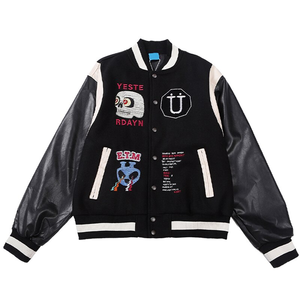 เสื้อแจ็คเก็ตวาร์ซิตี้แบบกำหนดเองสำหรับผู้ชาย แจ็คเก็ตแขนหนังผสมขนสัตว์ ปักลายเชนิลล์ ขายส่ง - Product Image 6