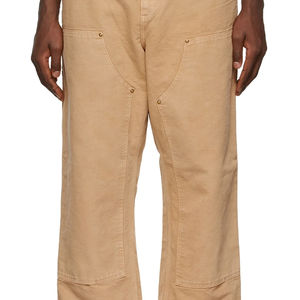 Premium Quality 100%cotton Plain Dyed OEM Five-pocket <b>Trouser</b> Styling Tonal Panel Double Knee Straight Leg Pants <b>Trousers</b> Men - Product Image 5