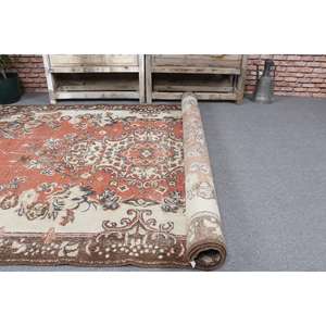 Alfombra de 5.3x8.4 pies, Alfombra Turca Vintage, Alfombra Roja con Diseño Floral - Product Image 5