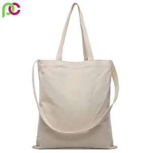 Bolsos de mano de lona de algodón orgánico reciclado ecológico impresos personalizados bolsos de compras en blanco con mango largo para logotipo personalizado al aire libre - Product Image 2