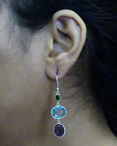 Style classique dames vert Tourmaline pierres précieuses 925 ensemble de boucles d'oreilles en argent Sterling plaqué or pour les fêtes de fiançailles - Product Image 4