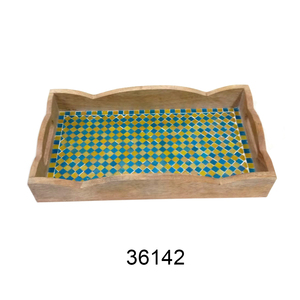 Plateau de service rond en bois enduit d'émail de vente chaude pour la maison et les hôtels plateau de service de nourriture imprimé en bois naturel personnalisé - Product Image 3