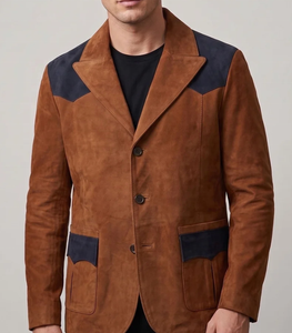 Blazer en cuir PU noir pour homme, veste de costume formelle, col rabattu, bouton unique, coupe ajustée, style automne, modèles 2027 - Product Image 4