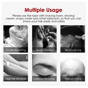 Maquinilla de afeitar de peluquero con borde de acero recto clásico, cuchillo de afeitar plegable, mango de madera, cuerpo facial de seguridad Manual de acero inoxidable único - Product Image 6