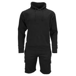 Conjunto de chándal para hombre Pantalones cortos de carga deportivos informales con Sudadera con capucha lisa - Product Image 5