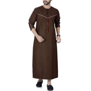 Algodón de alta calidad Dubai Jubba Thobe moda islámica para hombres marroquí Thobe árabe hombres Color sólido hombres - Product Image 1