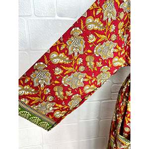 Recycled Vintage Silk Sari <b>Robe</b> Boho Floral Print Dressing Gown <b>Beach</b> Coverup or Bridesmaid Anniversary Gift - Product Image 4