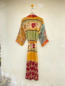 Kimono Sari de seda reciclada para mujer Kimono de seda crepé batas de dama de honor - Product Image 2