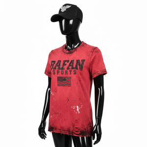 Camiseta de Algodón Premium para Mujer, Lavado Ácido, 180 GSM, Suave y Transpirable, Estilo Vintage Rojo, Impresión Serigrafiada, Logotipo Personalizado - Product Image 4