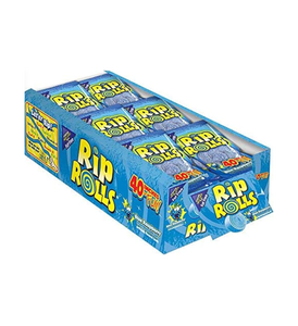 Top Sale Rip Rolls Blue Raspberry Licorice Candy Roll 1.4 oz <b>Sweet</b> Chewy Snack Food <b>Bulk</b> Supply Distributor - Product Image 2