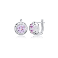 Boucles d'oreilles rondes en améthyste et en oxyde de zirconium, fabrication artisanale turque, vente en gros, bijoux en argent sterling 925