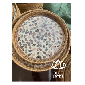 Plateau en rotin de luxe SUPERIOR: Décoration élégante, cadeau unique, présentoir de service de thé fait main-BLEU LOTUS VIETNAM - Product Image 1