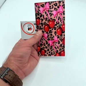 Tuiles d'extension de cils personnalisées en acrylique avec logo privé, écologiques, ovales, avec nœud rose, cerise et diamant, magnétiques - Product Image 3