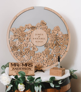 Boîte ronde en bois alternative livre d'or pour les funérailles avec façade en acrylique transparent et support en bois assorti fabriqué au Vietnam - Product Image 3