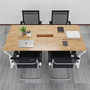 SFMC009 - Mesa de Reuniones Pequeña de Diseño Moderno, Madera y 2 Patas Metálicas en Forma de 'M' - Product Image 3