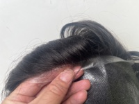 Prótesis Capilar de PU para Hombre, Peluca Ondulada de PU con Base Fina, Sistema Capilar de 100% de Densidad para Solución de Calvicie