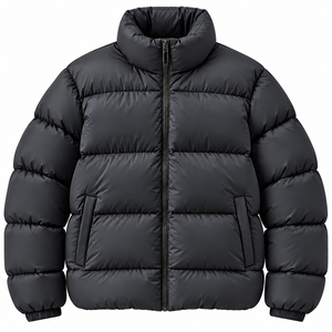 Chaqueta de plumón para hombre, ligera, acolchada, cálida, informal, para exteriores, con cuello alto y cremallera. - Product Image 1
