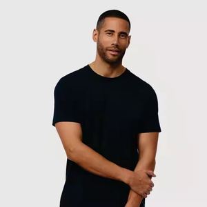 Venta al por mayor de algodón de alta calidad de los hombres de la camiseta transpirable de verano en blanco liso camiseta con logotipo personalizado de impresión de talla grande logotipo frontal - Product Image 2