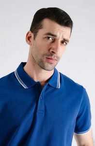 Camiseta de Manga Corta para Hombre, Corte Ajustado, Tejida, Antiencogimiento, Secado Rápido, Casual, Azul, 100% Algodón, Transpirable, Cómoda, para Verano, OEM - Product Image 3