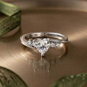 Jeulia Sterling <b>Silver</b> Beaded Bypass Heart Promise <b>Ring</b> for <b>Men</b> - Product Image 4