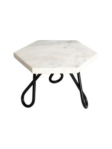 High Quality <b>Marble</b> Top with Black Metal Legs <b>Cake</b> <b>Stand</b> with Customization From India - Product Image 6