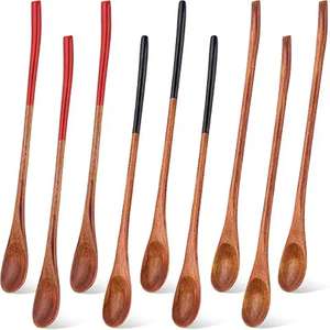 Cuchara mezcladora de madera de mango largo personalizada, cucharas de sopa de madera largas para cocinar y revolver disponibles a bajo precio - Product Image 5