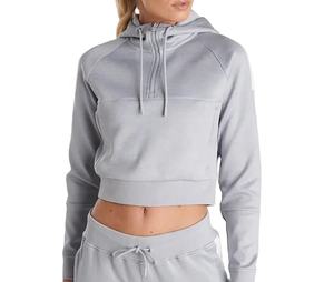 เสื้อฮู้ดครอปแขนยาวผู้หญิง ผ้าฝ้าย/ใยไผ่ รุ่นใหม่ปี 2026 ระบายอากาศได้ดี คอปกแบบฮู้ด ผ้าแคนวาส - Product Image 1