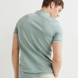 Diseño personalizado Logo Tallas grandes Algodón Casual Manga corta Malla Verano Crochet Polo Camiseta Gradiente Wave Knit Hombres Camisa - Product Image 5