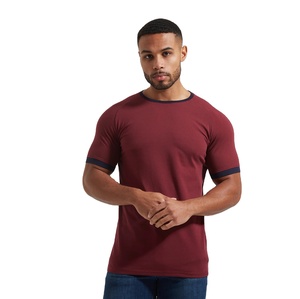 Transpirable personalizado Hip Hop contraste Trim camisetas de alta calidad de los hombres Anti Shrink tejido de punto contraste Trim camiseta - Product Image 1
