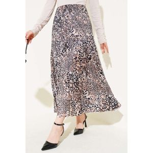 Falda Plisada Patrón Mixto Camel - Product Image 1