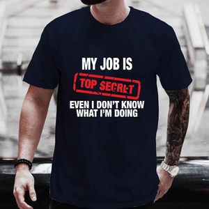 T-shirt graphique drôle Top Secret pour homme, streetwear d'été, mode avec manches courtes, ample, surdimensionné, vêtements Y2K - Product Image 1