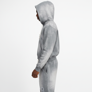 Custom Mens gray Acid Wash zip up Hoodie Shorts Tracksuit <b>Set</b> rhinestone Streetwear Heavyweight OEM Private Label B2B Maker - Product Image 2