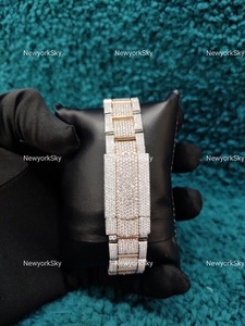 Venta al por mayor precio al por mayor de lujo hecho a mano totalmente helado Moissanite diamante Micro ajuste relojes de pulsera mecánicos para hombres y mujeres - Product Image 5