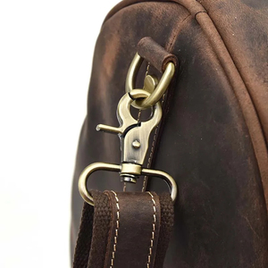 Genuine Leather Foldable Portable Weekender <b>Duffel</b> <b>Bag</b> with Zipper Closure Large Capacity and Detachable Strap for Travel - Product Image 3