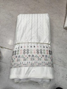 Indian Supplier Fine Malai Dobby Knitted Satin <b>Silk</b>/<b>Cotton</b> <b>Fabric</b> Luxurious Thread Sequin Embroidery for Custom Home Textile - Product Image 6