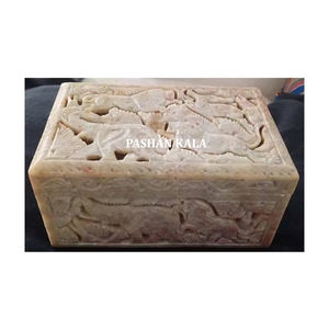 Caja de Joyería de Piedra Jabonosa Natural con Diseño de Elefante Tallado a Mano en India para Regalos de Boda con Acabado de Alta Gama - Product Image 1