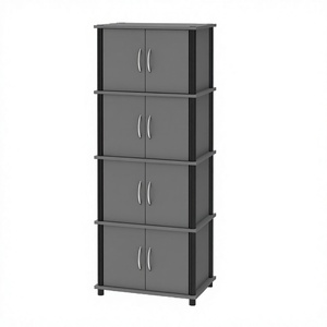 Modern 1955 Multi Use 4 Tier <b>Storage</b> Cabinet Wood Double Door <b>Sideboard</b> Tall Accent Mahogany Oak Buffet Cupboard - Product Image 3