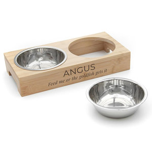 ชามอาหารสัตว์เลี้ยงทำจากไม้ไผ่แบบตั้งได้สองชั้นสำหรับป้อนอาหารสัตว์เลี้ยง - Product Image 2