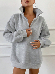 Nuevas sudaderas con capucha de moda para mujer, sudaderas con capucha deportivas informales con media cremallera para mujer, sudaderas con capucha de lana - Product Image 3