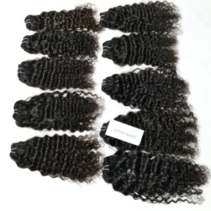 100% paquets de cheveux Remy indiens vierges bruts extensions de cheveux humains droits non transformés avec des vagues d'eau profondes - Product Image 1