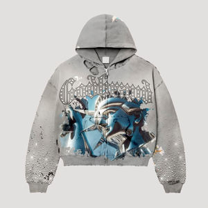 Sweat à capuche zippé surdimensionné de haute qualité personnalisé avec logo, en coton lourd pour hommes, de 330 GSM à 450 GSM - Product Image 5