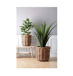 Jardinières décoratives faites à la main en rotin tissé fer Design personnalisé Pots de fleurs intérieurs et extérieurs Jardinières faites à la main - Product Image 1